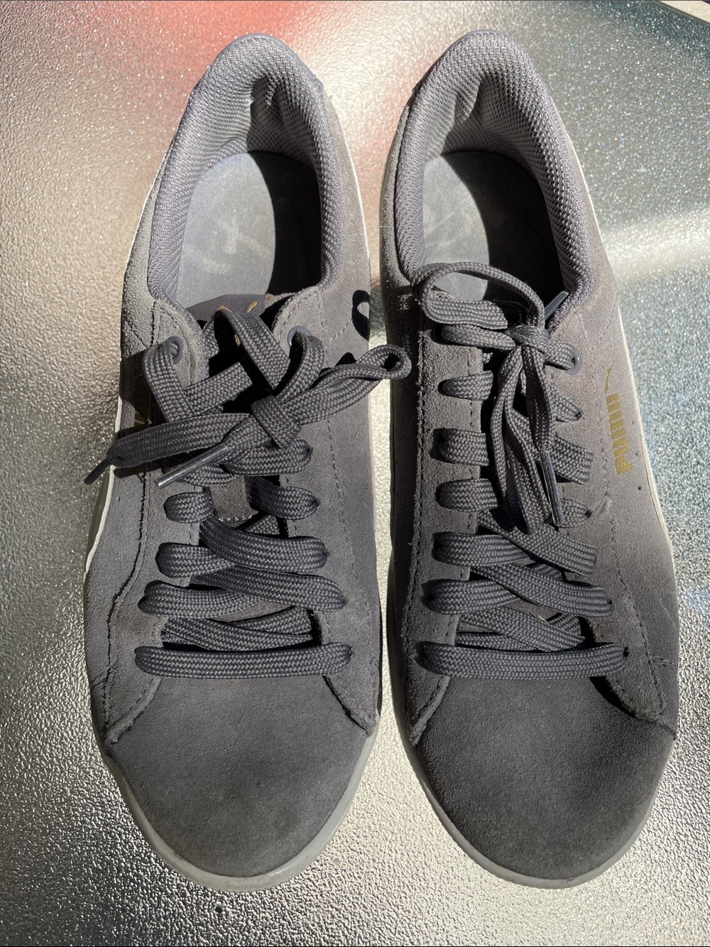Women’s gray puma brand Suede Casual Lace-Up Sneakers